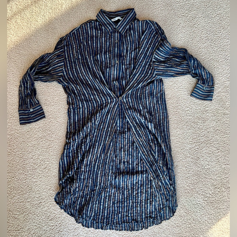 Zara Oversized Gauzy Shirt Dress